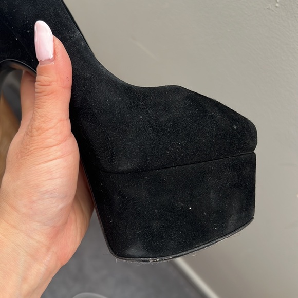 🖤 Giuseppe Zanotti Black Suede Debra Bow Platform Pumps Size 35 - Picture 8 of 14